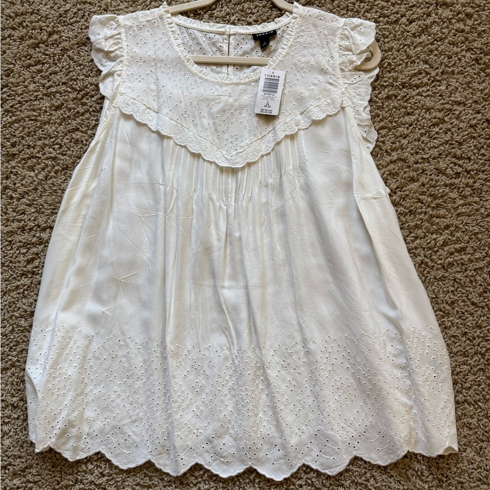 Torrid White Eyelet Sleeveless Top